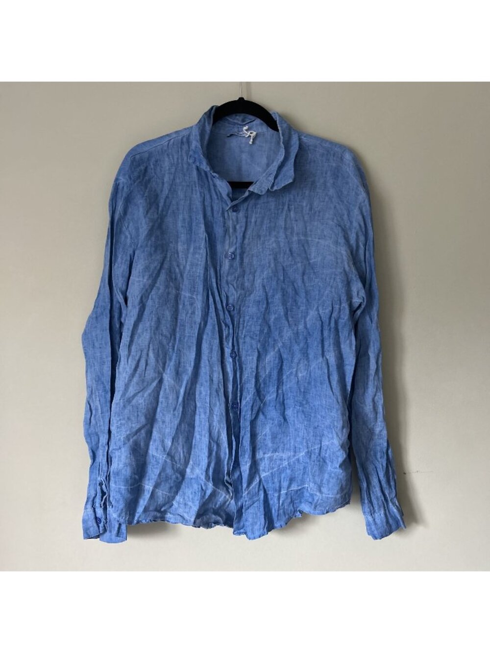 Aguas Blancas Ibiza Shop Blue Linen Button Front Shirt Size XX-Large XXL